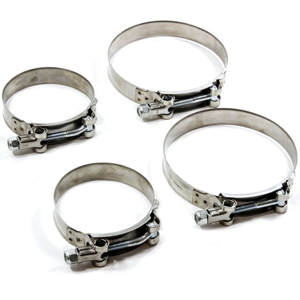 2 ea 3 Inches & 4 Inches Stainless Metal Steel T Bolt Hose Clamps Assortment Kit Variety 4pc