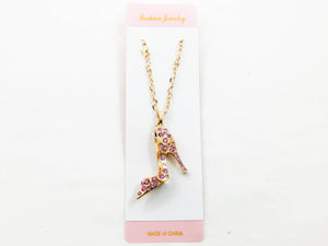 Red Hound Auto Gold Bling High Heel Shoe Mirror Car Charm Hanger Ornament Pink Rhinestones with Chain