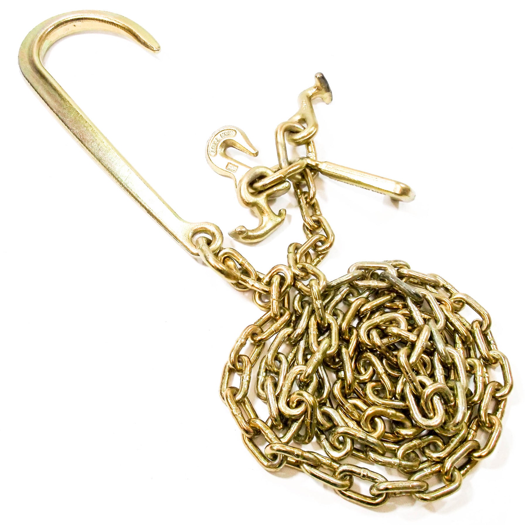Red Hound Auto Long Shank J Hook on 10 Transport Tow Chain Wrecker Link  Cluster w T Hook Mini J Mini R Combo  Grab Hook