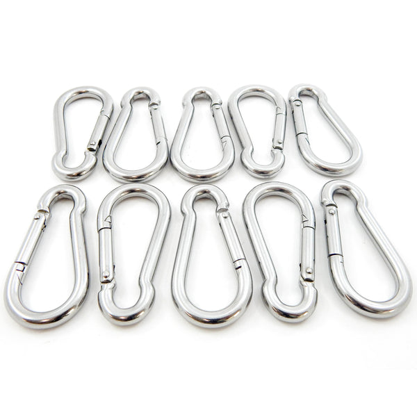 Red Hound Auto 10 Steel Spring Snap Quick Link Carabiner Hook Clips 4 Inches Length - Heavy Duty 320 Pound