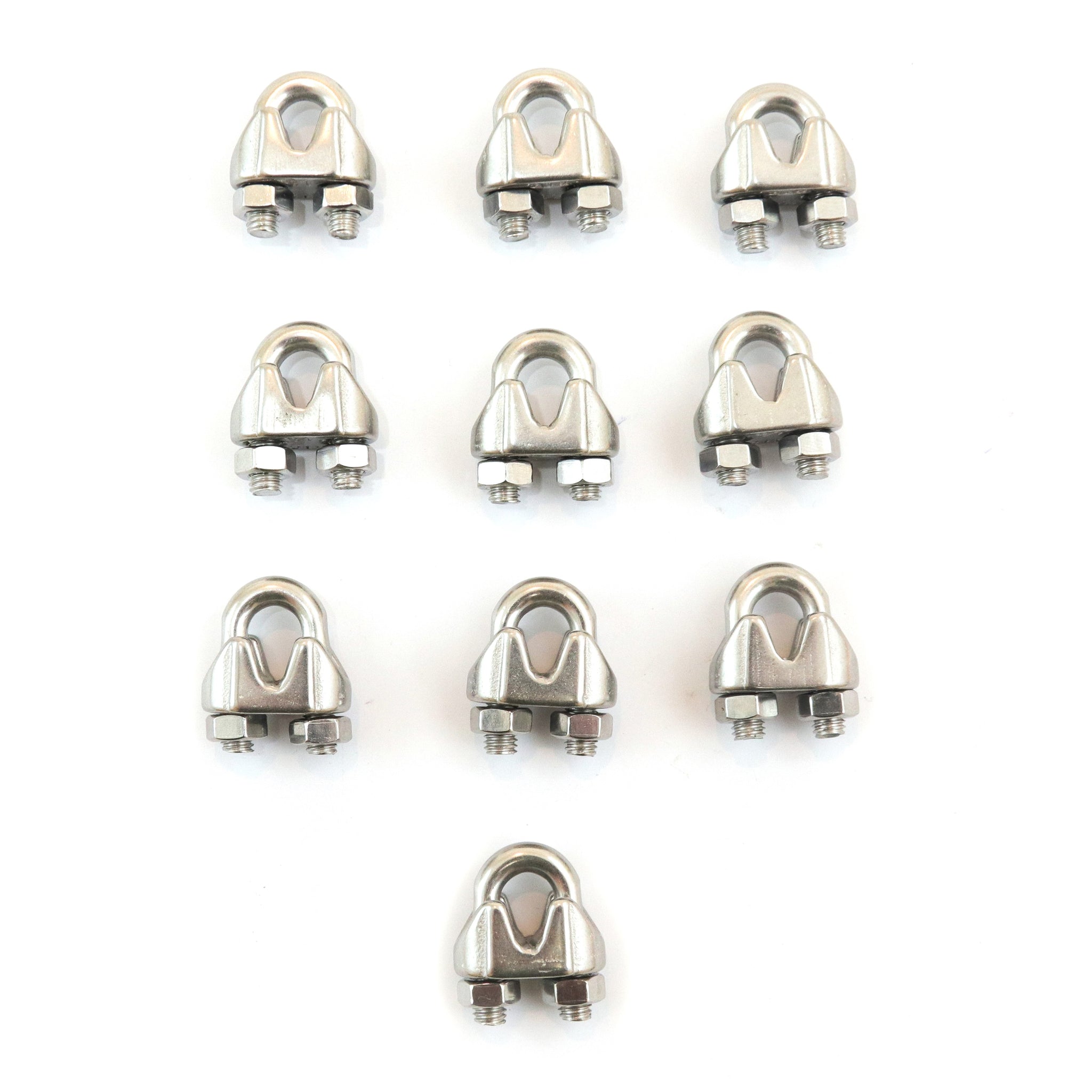 Red Hound Auto 10 - Stainless Steel Wire Rope Cable Clips 1/8 Inches - 3mm Premium