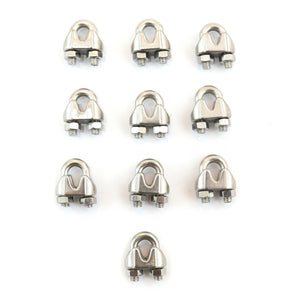 Red Hound Auto 10 - Stainless Steel Wire Rope Cable Clips 1/8 Inches - 3mm Premium