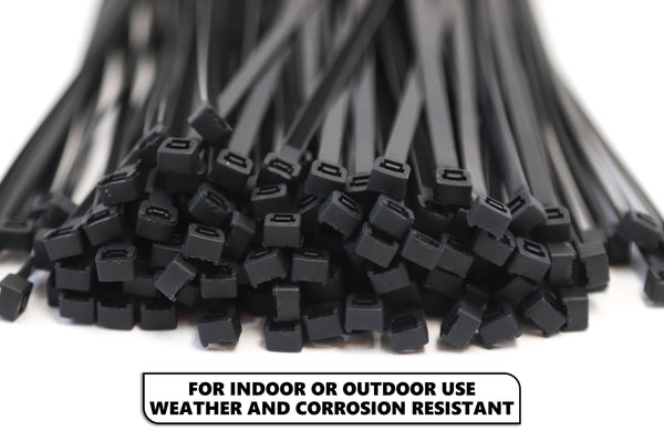 Red Hound Auto 100-Pack Heavy Duty 12 Inches Zip Cable Tie Down Straps Wire UV Resistant Black Nylon Wrap Multi-Purpose Extra Wide 50 lbs. Tensile Strength