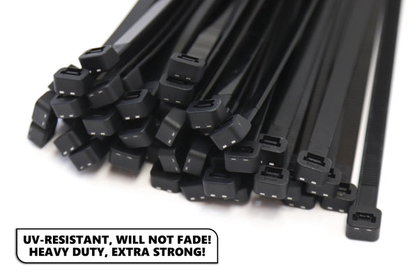 Red Hound Auto 50-Pack Extremely Heavy Duty 18 Inches Zip Cable Tie Down Straps Wire UV Resistant Black Nylon Wrap Multi-Purpose Extra Wide 175 lbs. Tensile Strength
