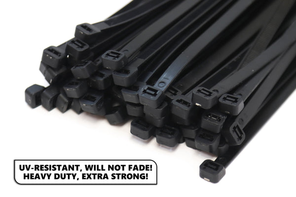 Red Hound Auto 500-Pack Extremely Heavy Duty 24 Inches Zip Cable Tie Down Straps Wire UV Resistant Black Nylon Wrap Multi-Purpose Extra Wide 175 lbs. Tensile Strength