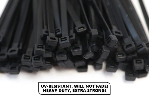Red Hound Auto 500-Pack Extremely Heavy Duty 4 Inches Zip Cable Tie Down Straps Wire UV Resistant Black Nylon Wrap Multi-Purpose Extra Wide 50 lbs. Tensile Strength