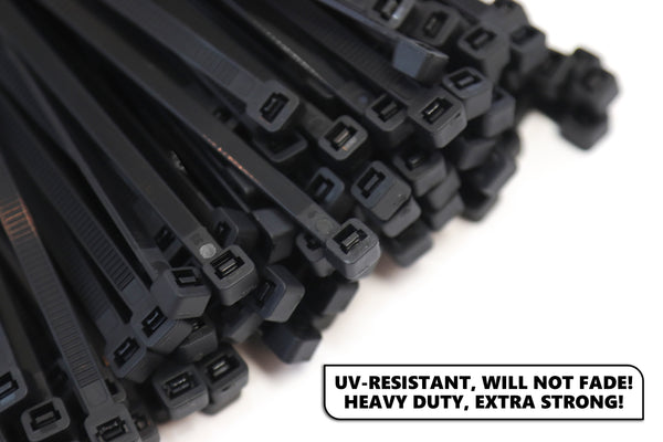Red Hound Auto 200-Pack Extremely Heavy Duty 10 Inches Zip Cable Tie Down Straps Wire UV Resistant Black Nylon Wrap Multi-Purpose Extra Wide 50 lbs. Tensile Strength