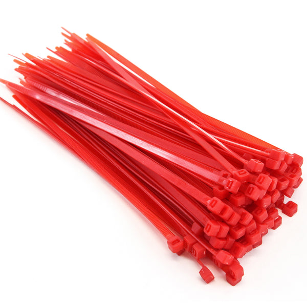 250 Pack Heavy Duty 8 Inches (50lbs) Zip Cable Tie Down Strap Wire Uv Red Nylon Wrap