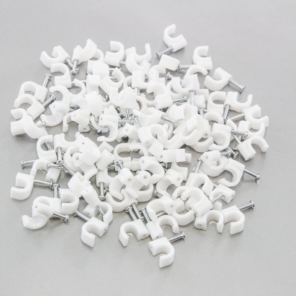 10000 Round 1/4 Inches (6 mm) Cable Wire Clips Cable Management Cord Tie Holder Coaxial Nail in Clamps Tacks