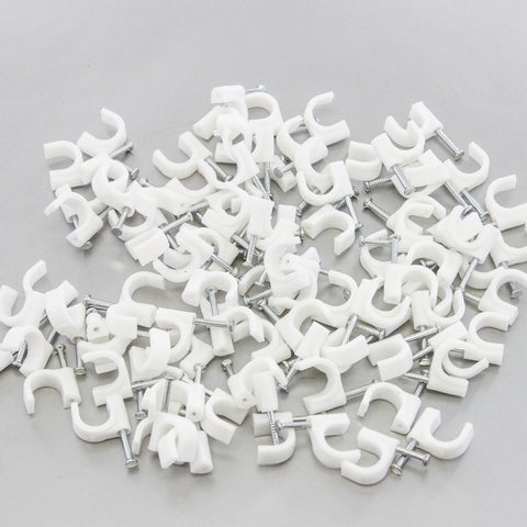 10000 Round 1/2 Inches (12 mm) Cable Wire Clips Cable Management Cord Tie Holder Coaxial Nail in Clamps Tacks