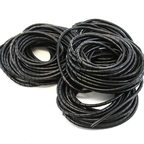 165FT PE 1/2 Inches (12 mm) Black Polyethylene Spiral Wire Wrap Tube PC Manage Cable for Car Computer Cable
