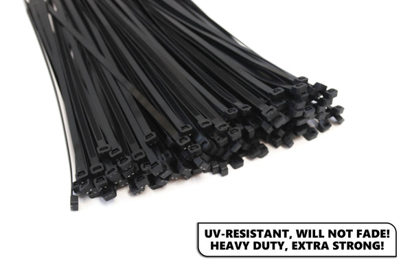 Red Hound Auto 150-Pack Extremely Heavy Duty 18 Inches, 24 Inches and 36 Inches Zip Cable Tie Down Straps Wire UV Resistant Black Nylon Wrap Multi-Purpose Extra Wide 175 lbs. Tensile Strength