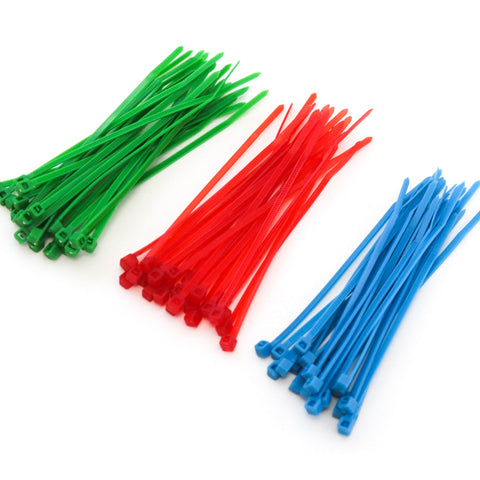 75 Heavy Duty 4 Inch 18 Pound Color Cable Ties Nylon Wraps 3 Colors (25 Red, 25 Green, 25 Blue) Deluxe Combo Kit