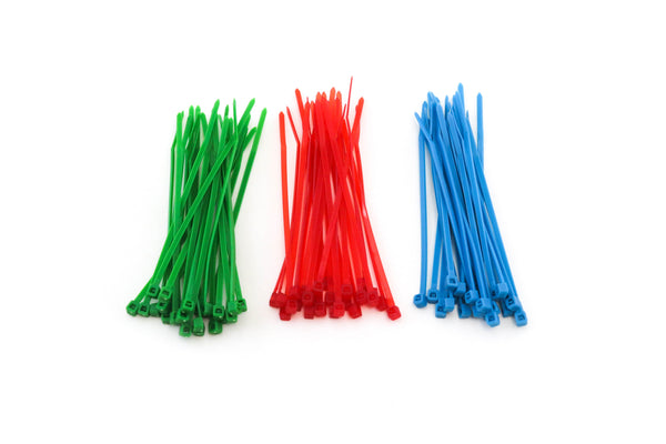 75 Heavy Duty 4 Inch 18 Pound Color Cable Ties Nylon Wraps 3 Colors (25 Red, 25 Green, 25 Blue) Deluxe Combo Kit