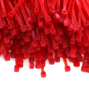 500 Heavy Duty Red 4 Inch 18 Pound Color Cable Ties Nylon Wraps Bulk Combo Kit