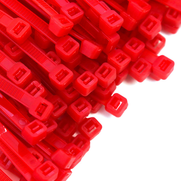 500 Heavy Duty Red 8 Inch 50 Pound Color Cable Ties Nylon Wraps Bulk Combo Kit
