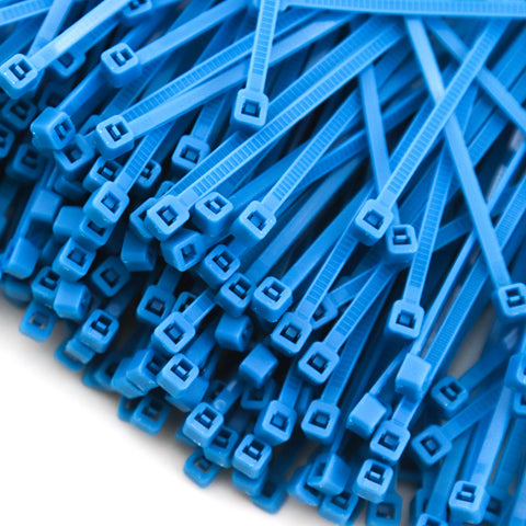 500 Heavy Duty Blue 4 Inch 18 Pound Color Cable Ties Nylon Wraps Bulk Combo Kit