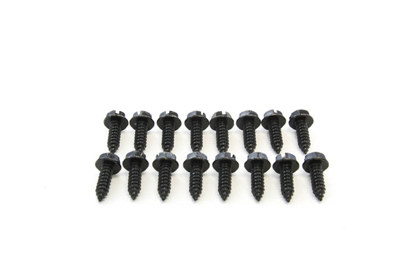 Red Hound Auto 16 Black License Plate Screws Set of Sixteen (Zinc Plated) Car Truck Premium New