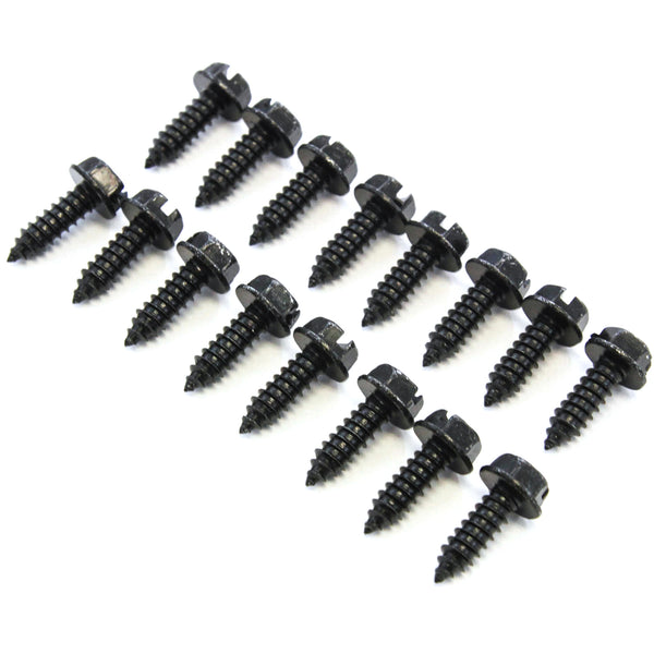 Red Hound Auto 16 Black License Plate Screws Set of Sixteen (Zinc Plated) Car Truck Premium New