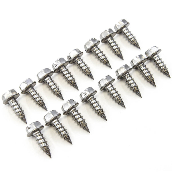 Red Hound Auto 16 Stainless Steel License Plate Screws Set of Sixteen Car Truck Premium New