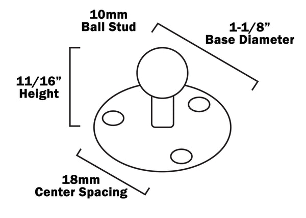Red Hound Auto 4 Ball Stud Mounting Brackets 10mm Compatible with Gas Prop Strut Spring Lift for RV Camper Toolbox Tonneau Covers Cabinets and More Coated Steel Round 1-1/8" Base with Screws