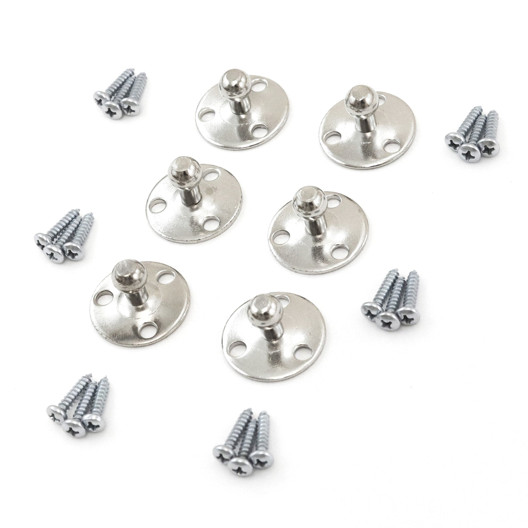 Red Hound Auto 6 Ball Stud Mounting Brackets 10mm Compatible with Gas Prop Strut Spring Lift for RV Camper Toolbox Tonneau Covers Cabinets and More Coated Steel Round 1-1/8" Base with Screws