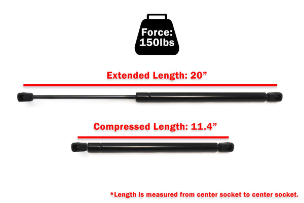 Red Hound Auto 2 Replacement Gas Strut Props Shock Lift Support Damper Spring Arm for Toolbox RV Camper Hood Liftgate Hatch 20 Inch Extended Length (11.41 Compressed) 150 Lbs Force fits 10 mm Studs