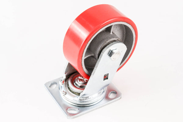 1 Red 5 Inches Heavy Duty Wheel Caster Swivel Iron Hub Casters No Mark Non Skid