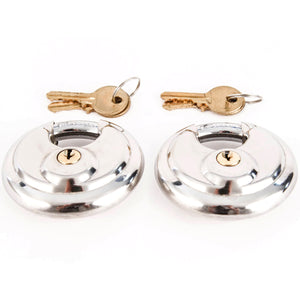 Red Hound Auto Stainless Steel Shrouded Disc Padlock with 2-3/4 Inches Wide Body (Pack of 2) Shackle Shielded Trailer Self Storage Pair Keyed Alike with 4 Keys Included 70 mm