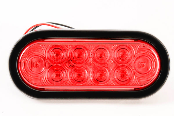 (6) Trailer Truck LED Sealed RED 6 Inches Oval Stop/Turn/Tail Light Marine Waterproof