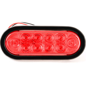 Red 6 Inch Oval Stop/Turn/Tail Light with 10 LED Diode - DOT Compliant - Sealed - Marine Waterproof - Great for Trucks and Trailers
