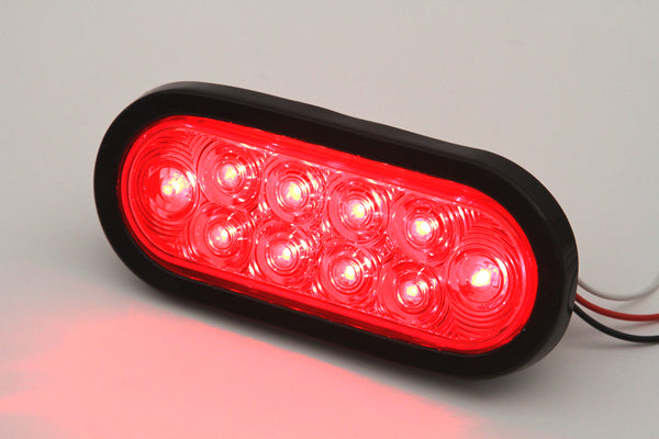 (2) LED Submersible Combination Trailer Tail Lights Boat & (6) 6 Inches Oval Side Red