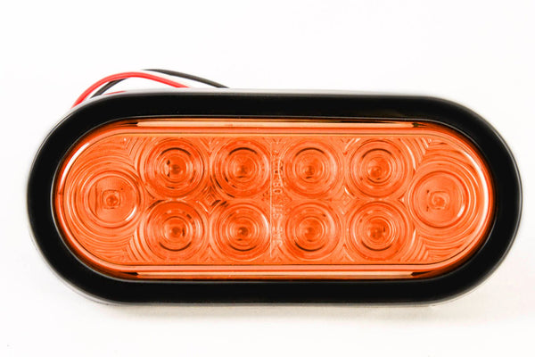 Red Hound Auto (10) 6 Inches Oval Amber LED Parking OR Turn Signal Light Flush Mount Trailer Truck