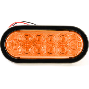Red Hound Auto 6 Inches Oval Amber LED Parking or Turn Signal Light Flush Mount Trailer Truck - Single Function Light