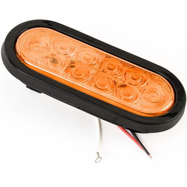 Red Hound Auto 6 Inches Oval Amber LED Parking or Turn Signal Light Flush Mount Trailer Truck - Single Function Light