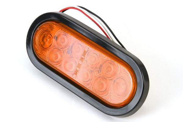 Red Hound Auto 6 Inches Oval Amber LED Parking or Turn Signal Light Flush Mount Trailer Truck - Single Function Light