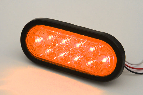 Red Hound Auto 6 Inches Oval Amber LED Parking or Turn Signal Light Flush Mount Trailer Truck - Single Function Light