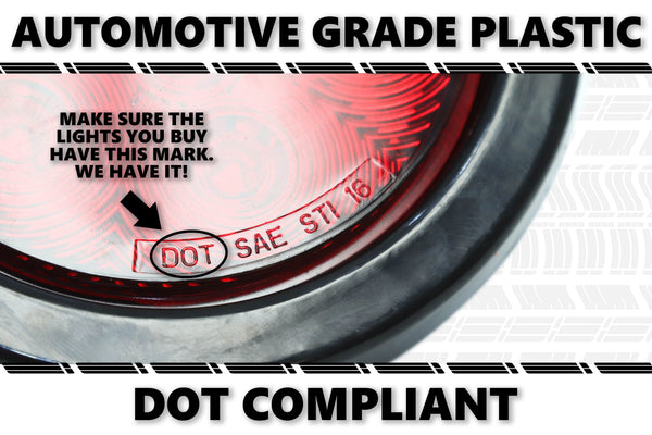 4 Inches Round 4 Pack Red 10 LED Stop Turn Tail Light Brake Flush Truck Trailer DOT Compliant Includes Deluxe Install Kit with Grommets, Connectors and Ties