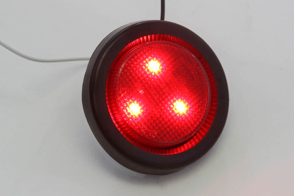Red LED 2 Inches Round Side Marker Light Kits with Grommet Truck Trailer RV