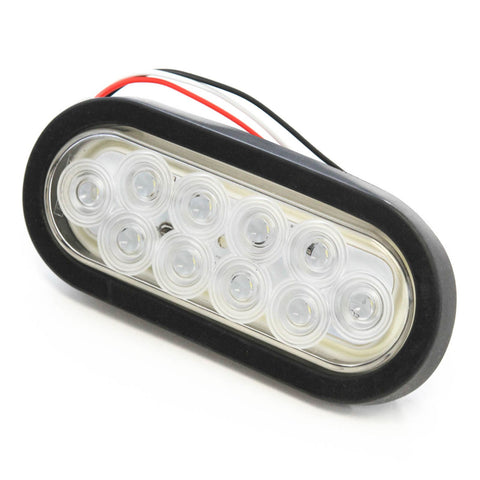 Red Hound Auto 6 Inches Oval Clear LED Reverse Back-up Light Flush Mount Trailer Truck
