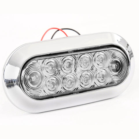 6 Inches Oval Red Clear LED Stop Turn Tail Light Surface Mount Trailer Truck