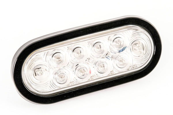 6 Inches Oval Red Clear LED Stop Turn Tail Light Surface Mount Trailer Truck
