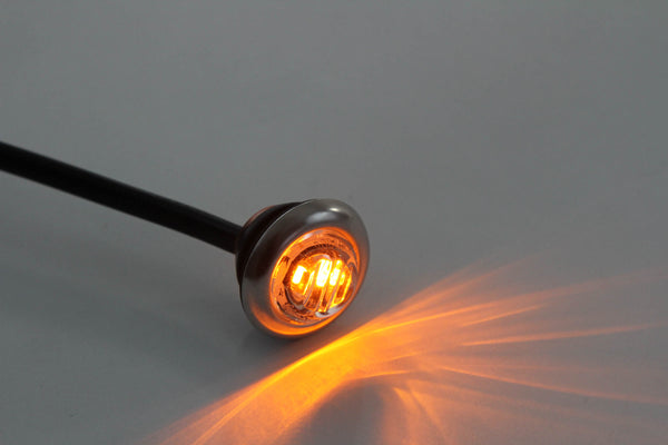 Red Hound Auto 2 Clear/Amber LED Marker Lights 3/4 Inches Trailer Bright Stainless Steel