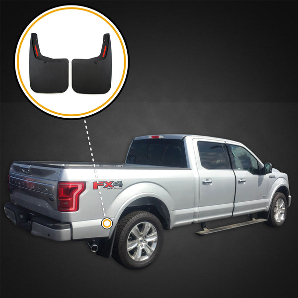 2015-2019 Compatible with Ford F-150 Mud Flaps Guards Splash Flares Rear Molded 2pc (with OEM Fender Flares)