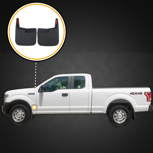 Red Hound Auto 2015-2019 Compatible with Ford F-150 Mud Flaps Guards Splash Front Molded 2pc Pair (Without Fender Flares)