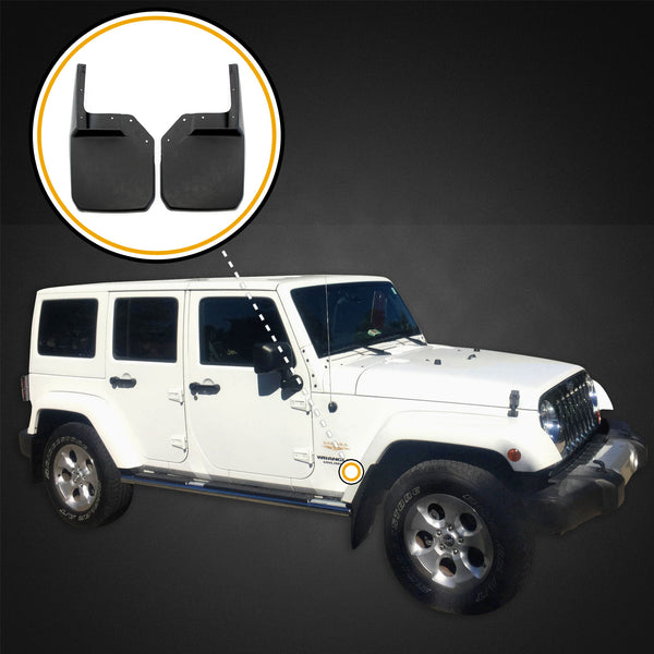 Red Hound Auto 2007-2018 Compatible with Jeep Wrangler JK JKU Mud Flaps Guards Splash Flares Front Molded 2pc