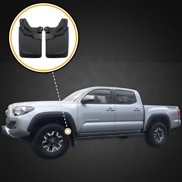 Red Hound Auto 2016-2019 Compatible with Toyota Tacoma Mud Flaps Guards Splash Front Molded 2pc (with OEM Fender Flares Only)