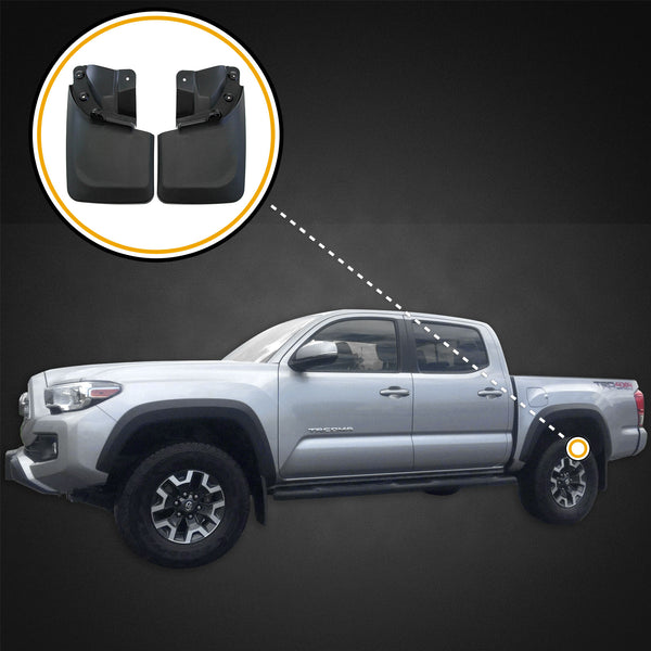 2016-2019 Compatible with Toyota Tacoma Mud Flaps Guards Splash Guard Rear Molded 2pc (with OEM Fender Flares Only)