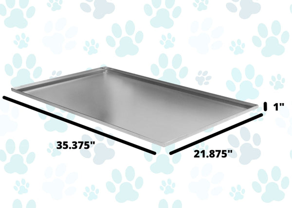 Red Hound Auto Metal Replacement Tray for Dog Crate 35.375 x 21.875 Heavy Duty Galvanized Steel Chew Proof Kennel Cage Pan Leakproof Liner Compatible with Midwest iCrate and More