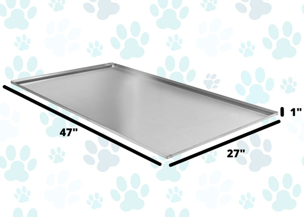 Red Hound Auto Metal Replacement Tray for Dog Crate 47 x 27 x 1 Inches Heavy Duty Stainless Steel Chew Proof Kennel Cage Pan Leakproof Liner Compatible with Midwest and More